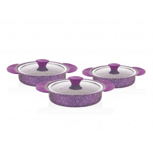 Taç Granite Plus 3 Pcs Omelette Set With Silicone Handle Purple