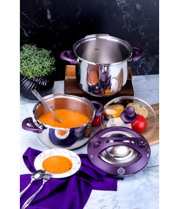 Taç Presto Induction 4-6 Lt. Pressure Cooker Pot Set Purple