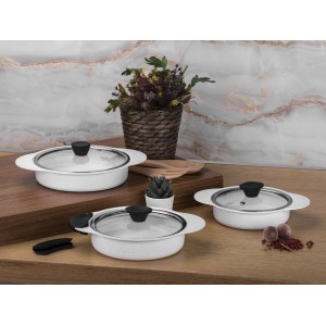 Taç Granite Plus 3 Pcs Omelette Set Wtih Silicone Handle White