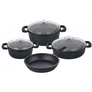 TAC CARABELLA DIE CAST 7 PCS POT SET BLACK /GLASS LİD