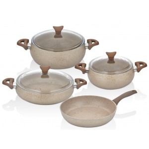 TAC MASTERCOOK TOMBIK 7 PCS COOKWARE SET CAPPUCCINO