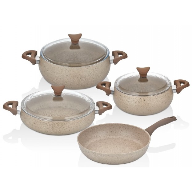 TAC MASTERCOOK TOMBIK 7 PCS COOKWARE SET CAPPUCCINO