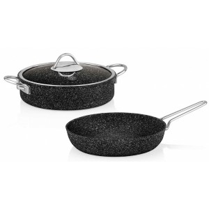 Taç Ultra Klasik 2 Pcs Granite Casserole & Frying Pan Set Black