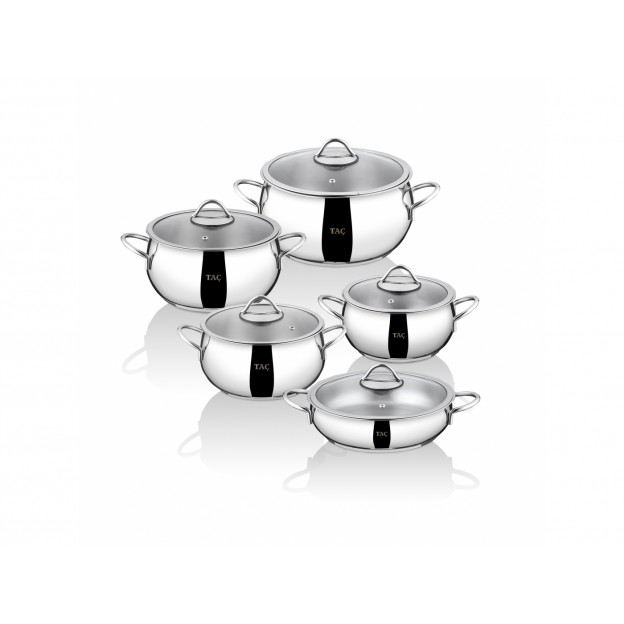 TAÇ MASTER STEEL 10 PCS STAINLESS STEEL COOKWARE SET 